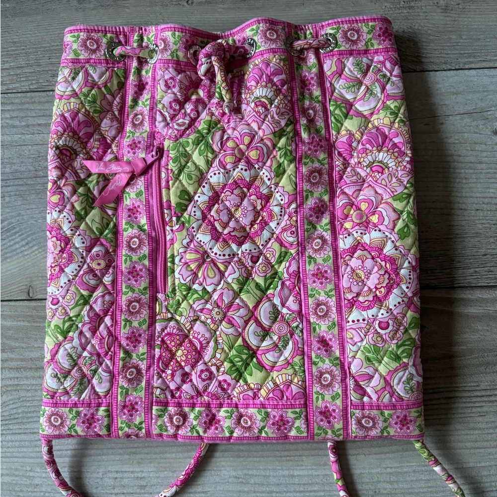 Vera Bradley Floral Pink and Green Quilted Backpack